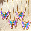 Alloy Enamel Butterfly Pendant Necklaces for Women WG304A4-08-2