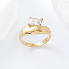 304 Stainless Steel Glass Finger Rings MD8256-3-4