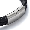 Men's Braided Black PU Leather Cord Bracelets BJEW-K243-65AS-3