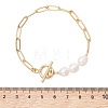 Rice Natural Cultured Freshwater Pearl & Brass Paperclip Chain Bracelets for Women BJEW-JB13543-03-2