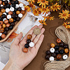 200Pcs 4 Colors Spray Painted Round Natural Schima Wood Beads WOOD-PA0001-73D-3