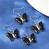 Natural Obsidian Brass Dangle Earrings EJEW-M081-01P-08-1