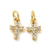 Cross Shape Rack Plating Brass Micro Pave Cubic Zirconia Pendants Charms KK-S396-07C-1