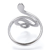 304 Stainless Steel Snake Open Cuff Ring for Women RJEW-N040-01-3