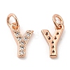 Brass Micro Pave Grade AAA Cubic Zirconia Charms ZIRC-P067-11RG-Y-NR-2