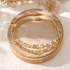 2Pcs Brass & Glass Beads Braided Bead Bracelets for Women IU7406-1-2