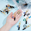 11Pcs Evil Eye Theme Alloy Enamel & Faux Suede Tassel Pendant Decorations HJEW-NB00337-3
