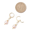 Oval Brass Natural Freshwater Pearl Leverback Earrings EJEW-JE06815-5