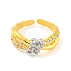 Brass Micro Pave Cubic Zirconia Open Cuff Ring AJEW-U003-04B-G-2