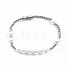 Minimalist Imitation Pearl & 304 Stainless Steel Round Beaded Stretch Bracelets KM8315-2-1