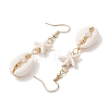 Star with Shell Shape Synthetic Turquoise Beads Dangle Earrings EJEW-JE06398-02-4