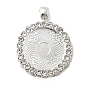 Flat Round Alloy Rhinestone Pendant Cabochon Settings X-ALRI-T351-01S-1