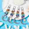Alloy Moon & Synthetic Turquoise Sea Animals Pendant Decorations HJEW-JM01613-02S-1
