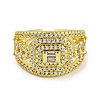 Brass Micro Pave Cubic Zirconia Cuff Rings for Women RJEW-E294-04G-02-2