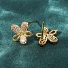 Brass Micro Pave Cubic Zirconia Stud Earrings Findings for Women EJEW-F418-13G-3