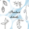 5 Pairs 5 Styles Crystal Rhinestone Leaf Dangle Stud Earrings EJEW-AN0003-54-3