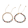 2Pcs Adjustable Natural Green Jade Imitation Tourmaline & Brass Beads Braided Bead Bracelets for Women BJEW-JB13542-01-2