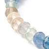 5mm Faceted Round Natural Fluorite Beaded Bracelet BJEW-JB07118-02-4