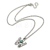 Letter A~Z Antique Silver Plated Alloy with Synthetic Turquoise Pendant Necklace NJEW-G080-01W-3