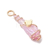 5Pcs 5 Styles Electroplated Natural Quartz Crystal Copper Wire Wrapped Pendants PALLOY-JF03432-4