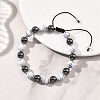 Adjustable Synthetic Howlite & Non-Magnetic Synthetic Hematite Round Braided Bead Bracelets for Womem Men BJEW-JB13588-1