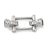 Rectangle Brass Micro Pave Clear Cubic Zirconia Fold Over Clasps KK-Z143-19P-1