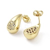 Teardrop Rack Plating Brass Cubic Zirconia Stud Earrings for Women EJEW-B047-02G-13-2