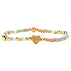 Summer Stainless Steel Heart Alphabet Colorful Glass Seed Beaded Stretch Bracelets for Women JV8929-33-1