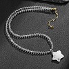 Bohemian Natural Quartz Crystal Star Pendant 4MM Round Gems Beaded Necklaces LS-FI0922-1-1