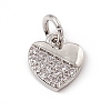 Brass Micro Pave Clear Cubic Zirconia Heart Charms ZIRC-F132-59P-1