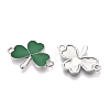 Rack Plating Alloy Green Enamel Shamrock Connector Charms ENAM-N056-354P-2