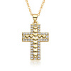 Brass Micro Pave Clear Cubic Zirconia Heart Cross Pendant Necklaces FS-WG8523C-03-1