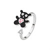 Enamel Bear Rotatable Open Cuff Rings for Women PW-WGA7A2D-01-2