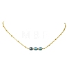 Natural Pearl Two Sides Polished Beaded Pendant 304 Stainless Steel Satellite Chain Necklaces for Women NJEW-JN06224-3