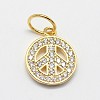 CZ Brass Micro Pave Cubic Zirconia Peace Sign Charms ZIRC-L018-05-2