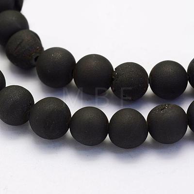 Electroplate Natural Druzy Agate Beads Strands G-G708-6mm-09-1