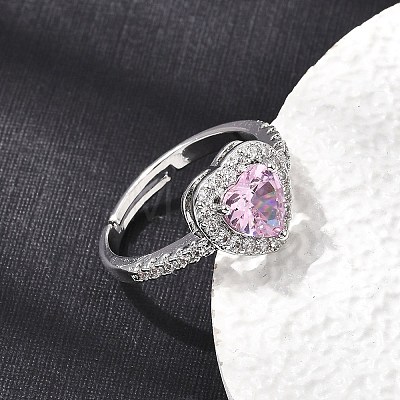 Brass Micro Pave Cubic Zirconia Cuff Open Rings CU-CBA5C10-04P-1