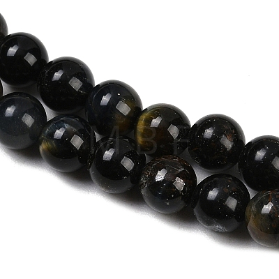Natural Yellow Blue Tiger Eye(Dyed & Heated) Bead Strands G-P230-07-6mm-AB-01-1