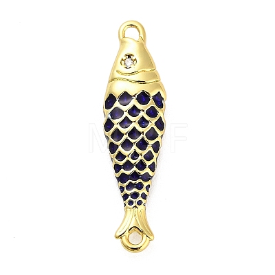 Brass Enamel Fish Connector Charms KK-H527-11G-02-1