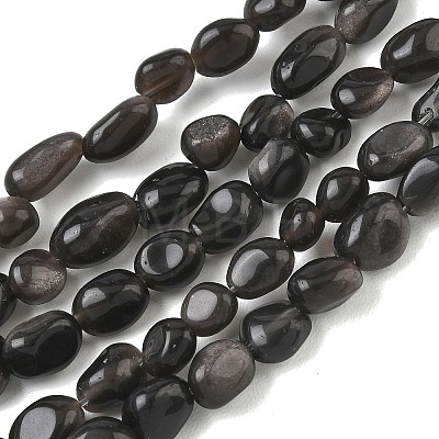 Natural Silver Sheen Obsidian Beads Strands G-C286-A21-1