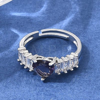 Brass Pave Cubic Zirconia Cuff Open Rings CU-CBA5C10-19P-1