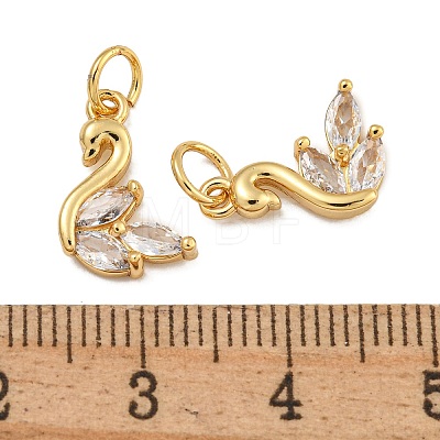 Rack Plating Brass Micro Pave Clear Cubic Zirconia Charms KK-U030-23G-1