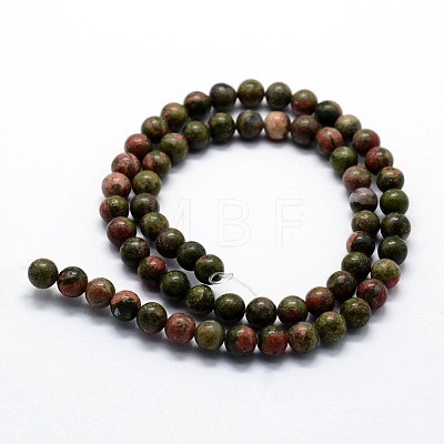 Natural Unakite Beads Strands G-I199-08-10mm-1