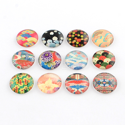 Half Round/Dome Pattern Photo Glass Flatback Cabochons for DIY Projects X-GGLA-Q037-12mm-43-1