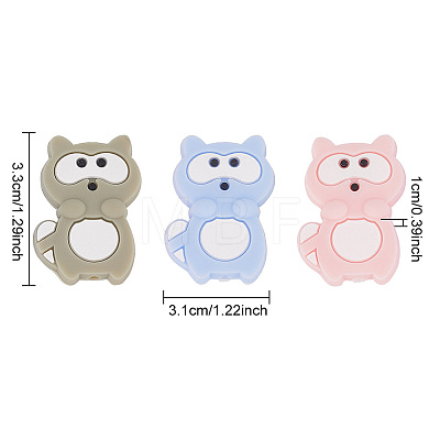Olycraft 18Pcs 3 Colors Raccoon Silicone Beads SIL-OC0001-06-1