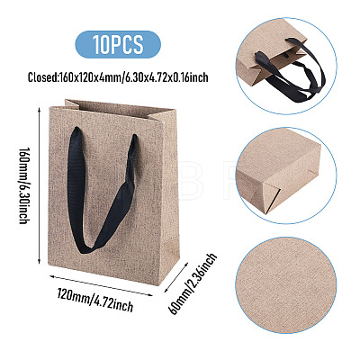 10Pcs Paper Gift Tote Bags with Nylon Ribbon Handles ABAG-TA0002-31B-1
