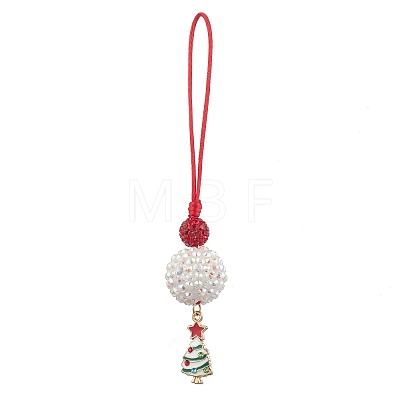 Christmas Tree Alloy Enamel with Rhinestone Pendant Decorations HJEW-JM02097-1