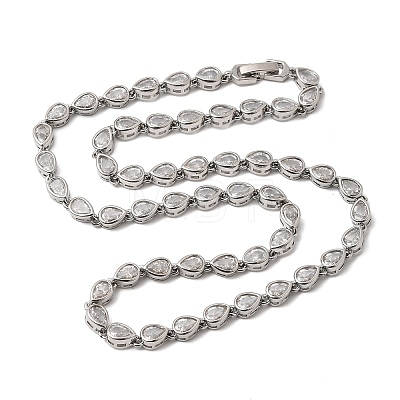 Brass Micro Pave Cubic Zirconia Geometric Tennis Necklaces NJEW-C121-02B-P-1