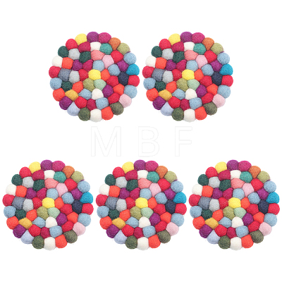 Round Wool Felt Ball Coasters AJEW-WH20020-151A-1