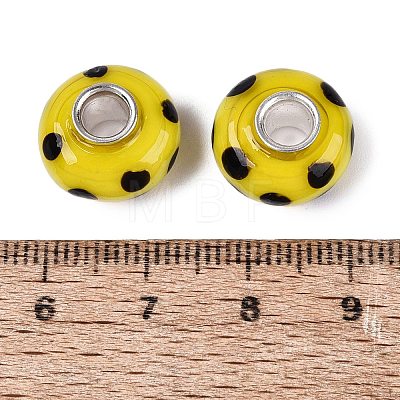 Handmade Lampwork & Brass Core European Beads LAMP-N044-02S-01-1